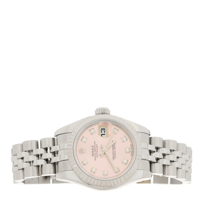 Rolex Stainless Steel 18K White Gold Diamond 26mm Oyster Perpetual Datejust Watch Pink 179174 2 of 5