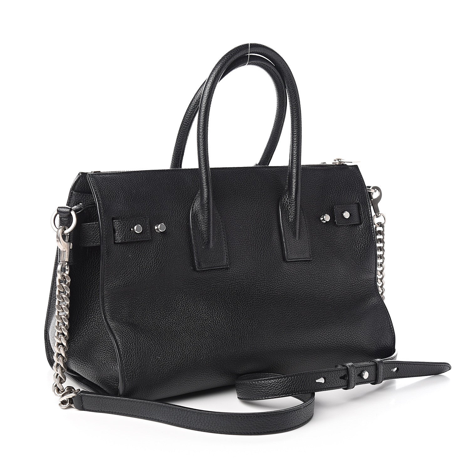 Saint Laurent Grained Calfskin Small Supple Sac De Jour Duffle Black 2 of 10