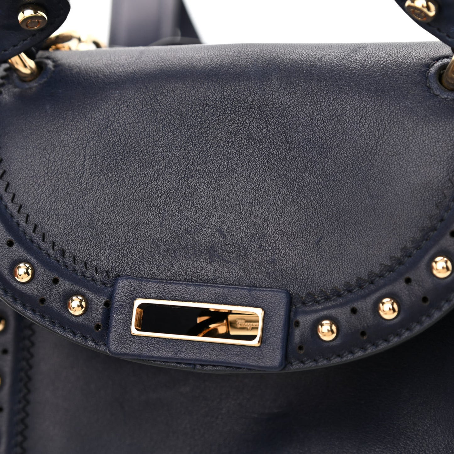 Calfskin Studded Sofia Satchel Navy