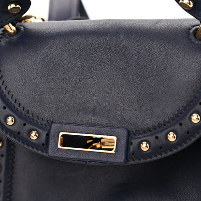 Salvatore Ferragamo Calfskin Studded Sofia Satchel Navy 9 of 9