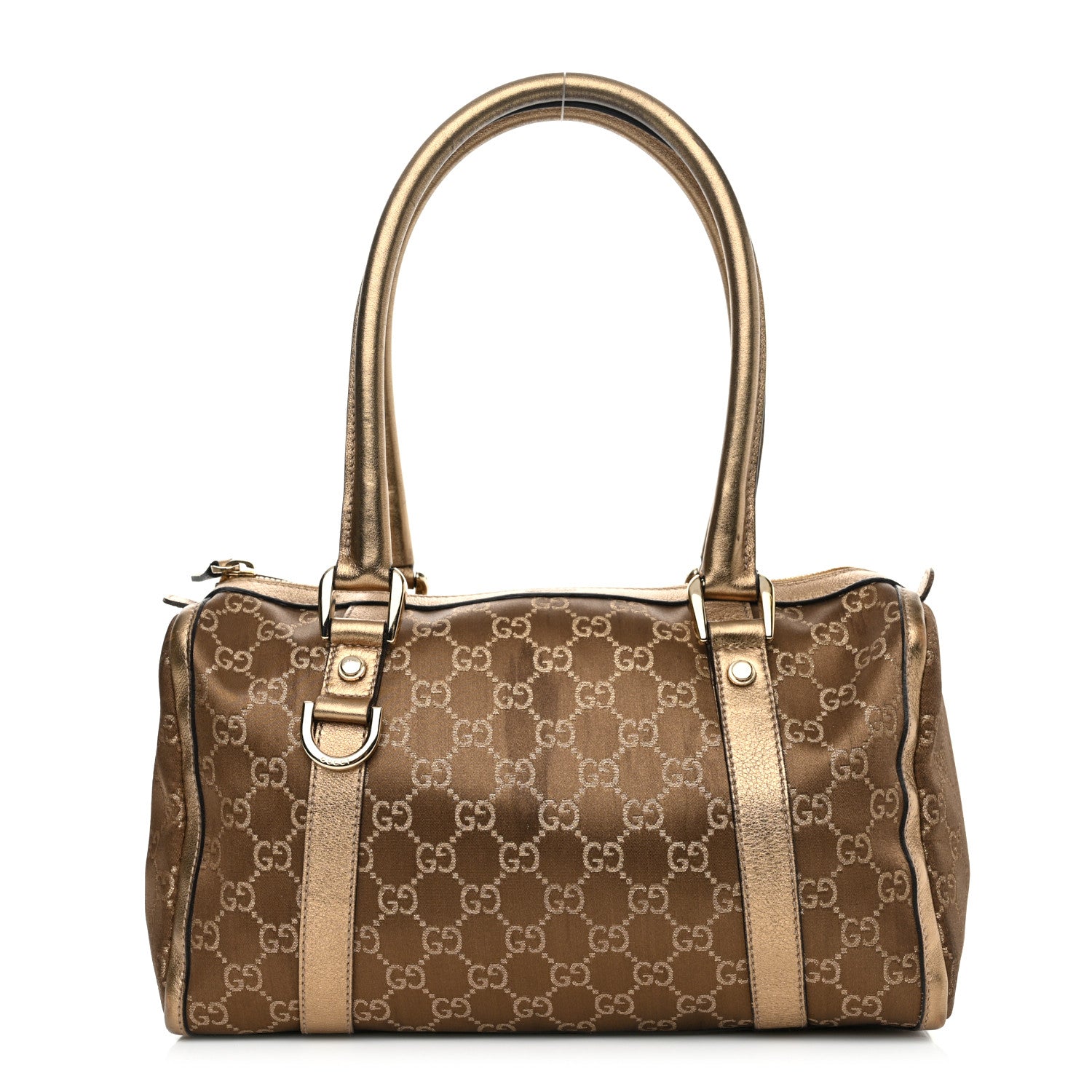 Gucci Satin Monogram Small Abbey Boston Metallic Bronze 1 of 17