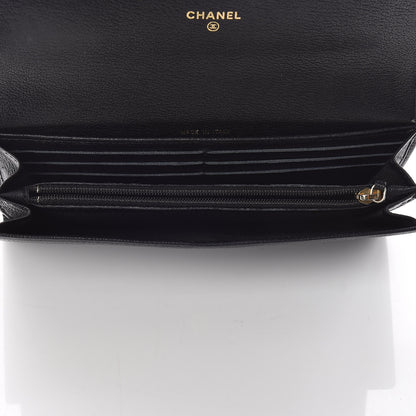 Chanel Goatskin Camellia Embossed Flap Wallet Black 14 of 15