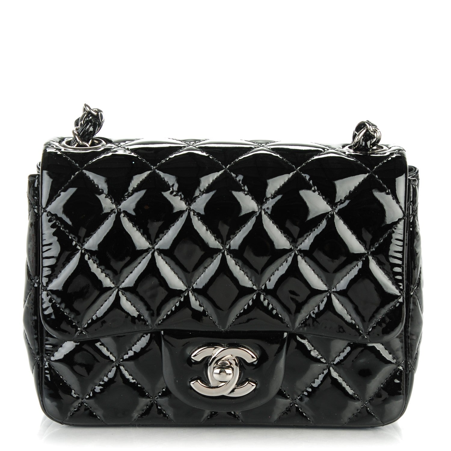Chanel Patent Calfskin Quilted Mini Square Flap Black 1 of 7