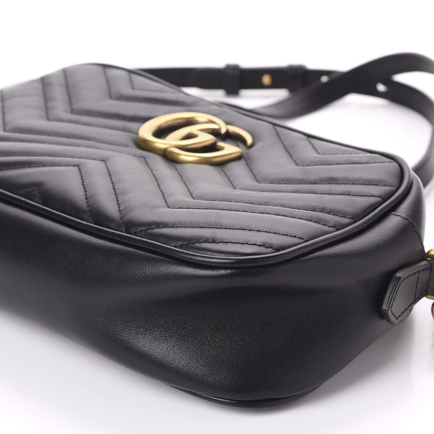Gucci Calfskin Matelasse Small GG Marmont Chain Shoulder Bag Black 6 of 9
