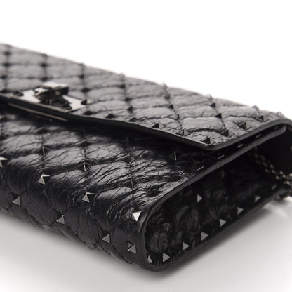 Valentino Garavani Craquele Nappa Rockstud Spike Wallet on Chain Black 7 of 10