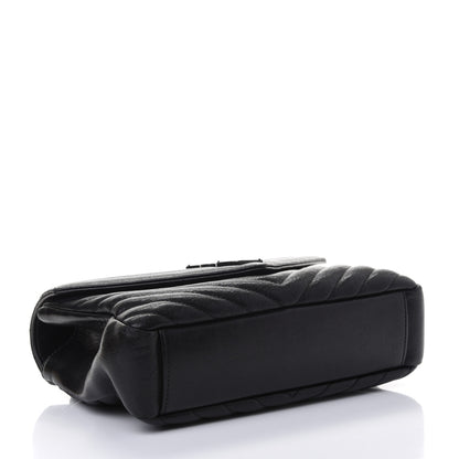 Saint Laurent Sheepskin Matelasse Chevron Monogram Monochrome Medium College Bag Black 3 of 4