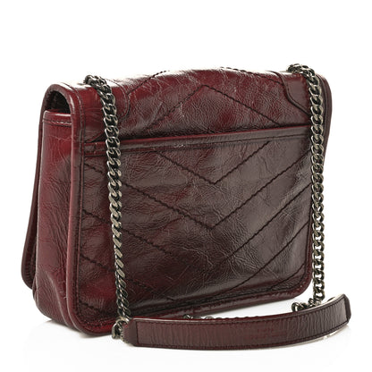 Saint Laurent Crinkled Calfskin Matelasse Monogram Niki Chain Wallet Dark Legion Red 3 of 10