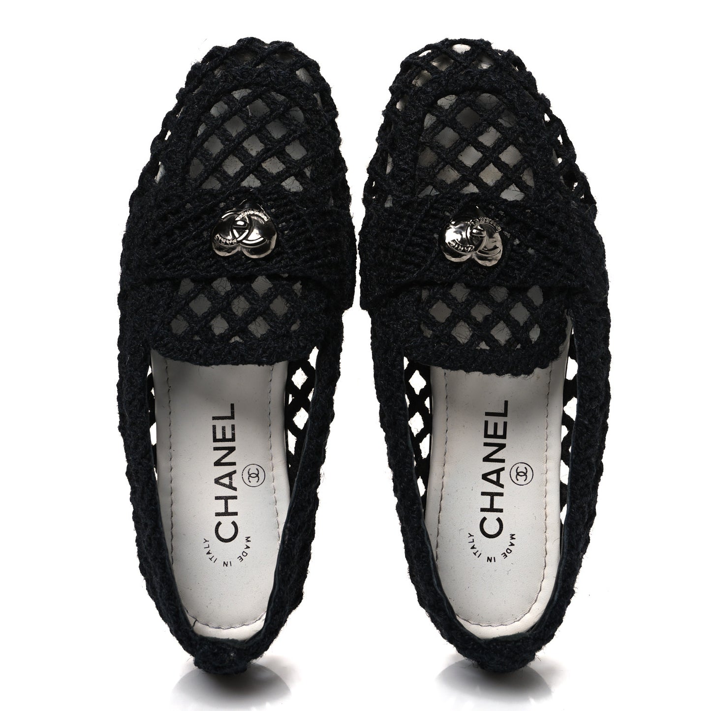 Cord Braided CC Mocassin Loafers 37.5 Black
