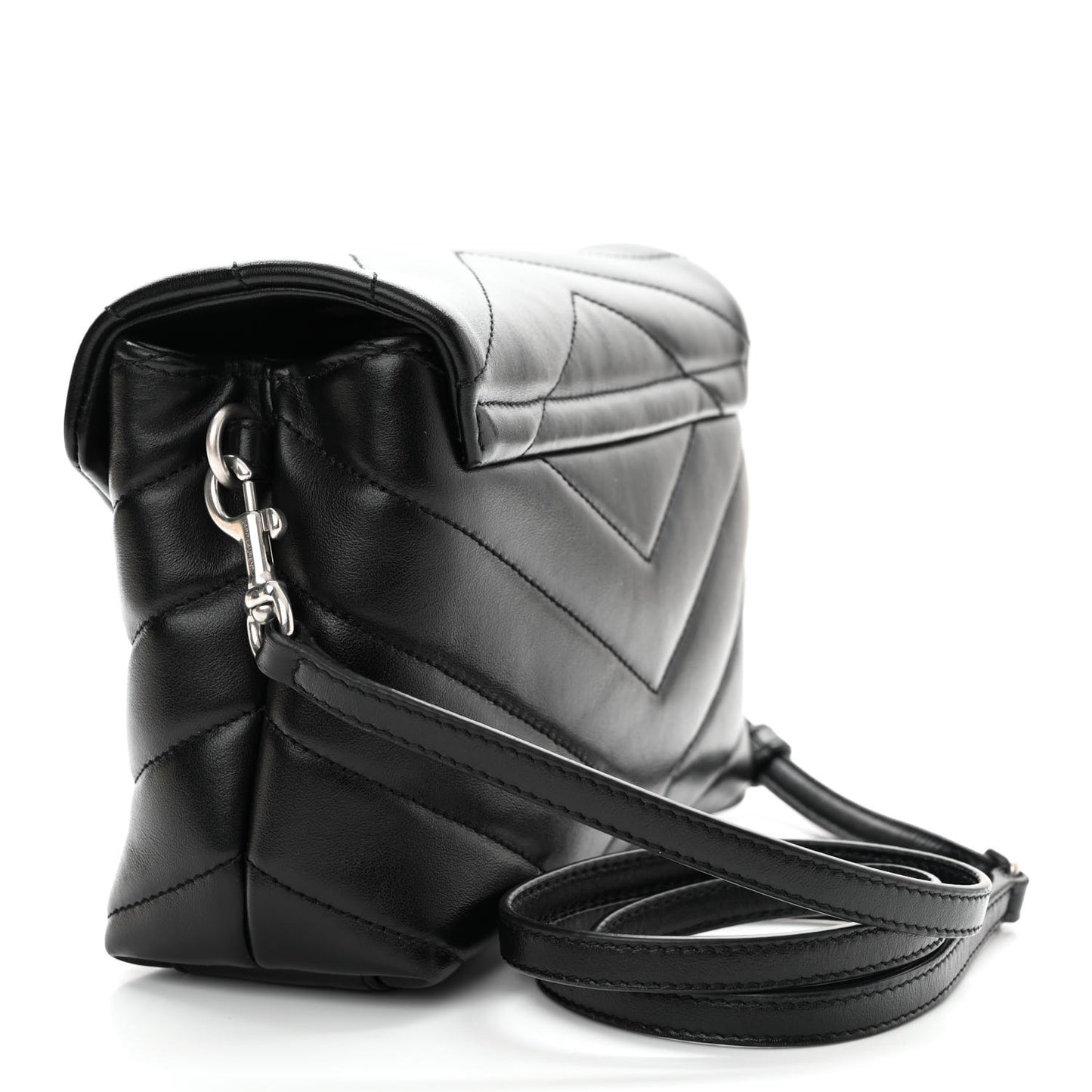 Calfskin Y Quilted Monogram Toy Loulou Crossbody Bag Black