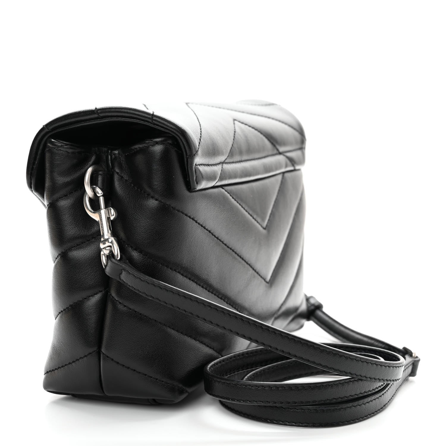 Saint Laurent Calfskin Y Quilted Monogram Toy Loulou Crossbody Bag Black 3 of 11