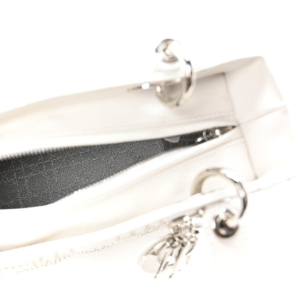 Christian Dior Lambskin Studded Cannage Medium Lady Dior White 5 of 10