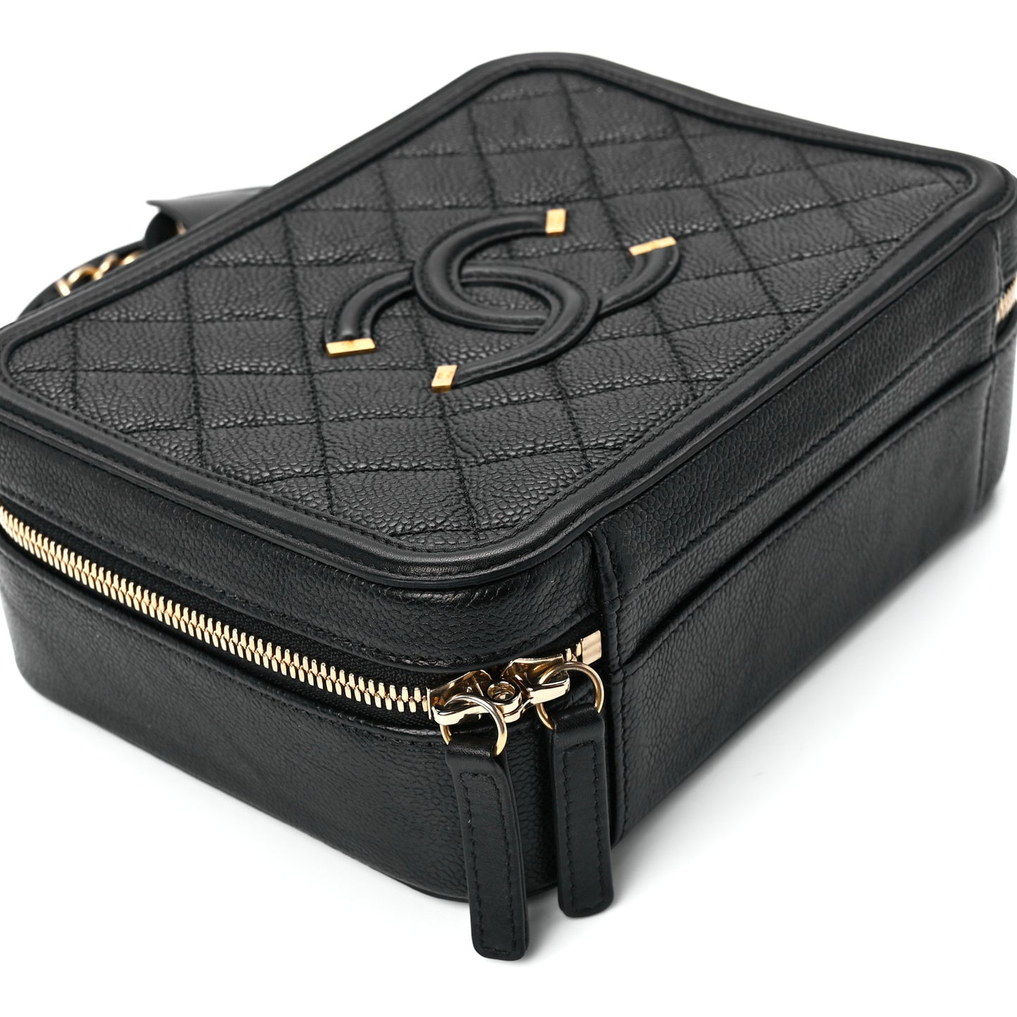 Caviar Quilted Medium CC Filigree Vanity Case Black