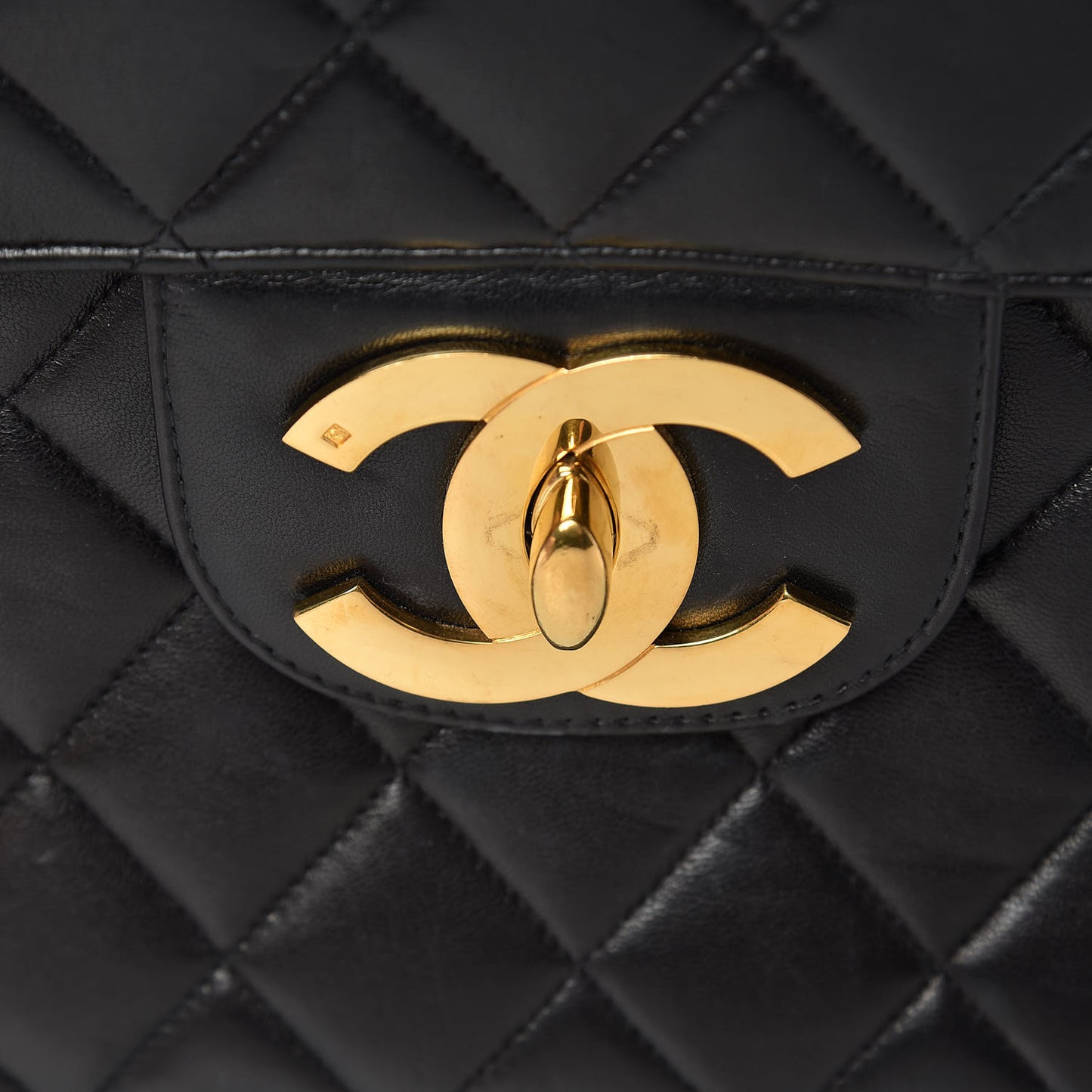 Lambskin Quilted Jumbo Single Flap Black