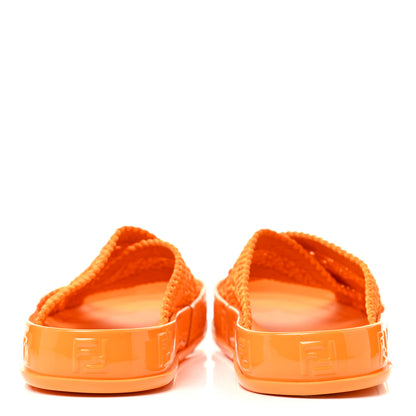 Fendi Raffia Rubber FF Woven Reflections Crisscross Slide Sandals 38 Arancio Clementina 4 of 10