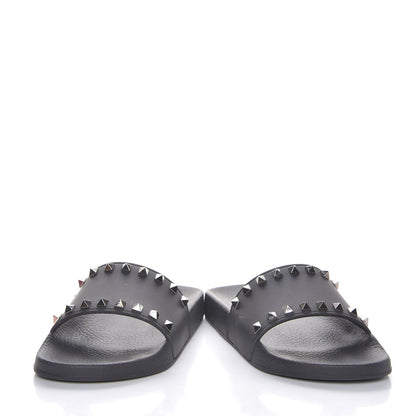 Valentino Garavani Rubber Rockstud Slide Sandals 38 Black 6 of 10