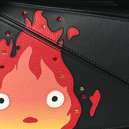 Loewe X HOWLS MOVING CASTLE Satin Calfskin Crystal Small Calcifer Puzzle Black 7 of 9