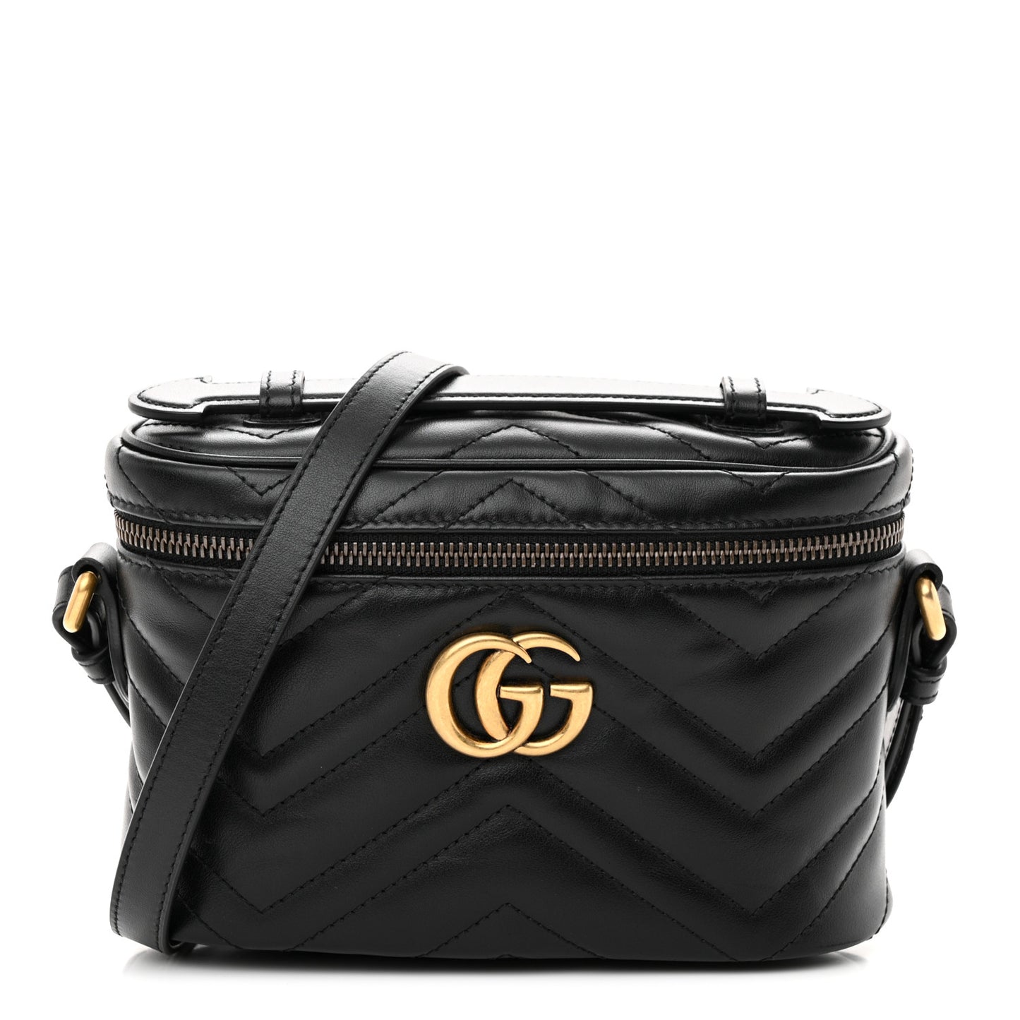 Calfskin Matelasse Small GG Marmont Vanity Cosmetic Case Black
