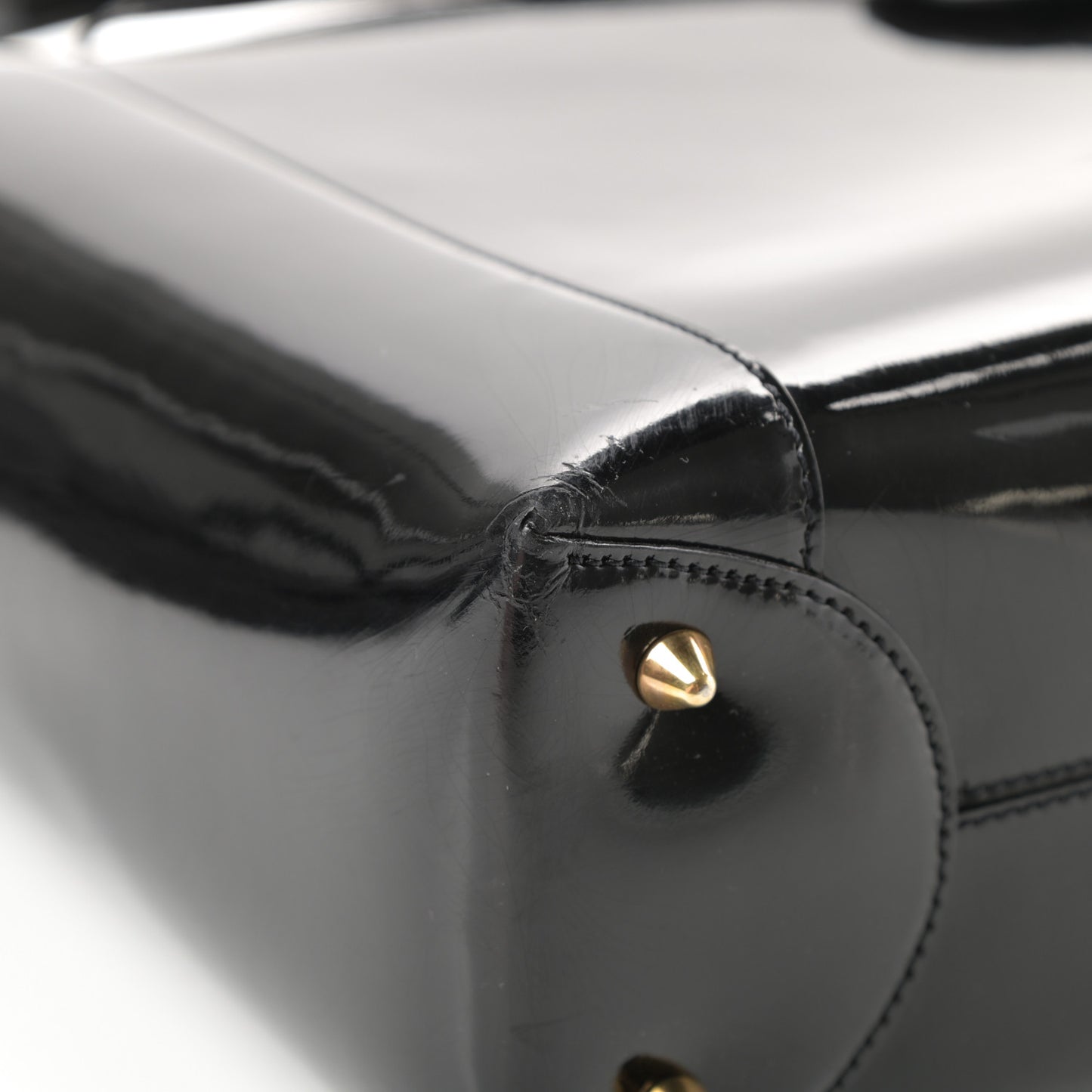 Patent Gold Beaded Malice Tote Black