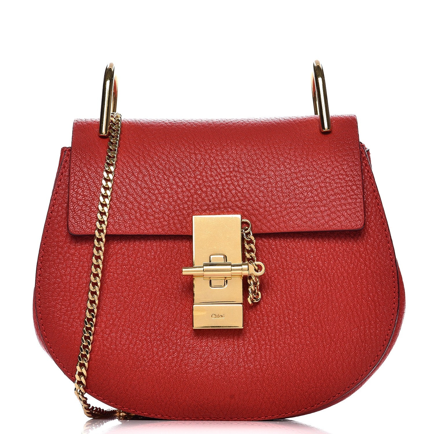 Chloe Grained Lambskin Mini Drew Shoulder Bag Plaid Red 1 of 7