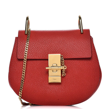Chloe Grained Lambskin Mini Drew Shoulder Bag Plaid Red 1 of 7