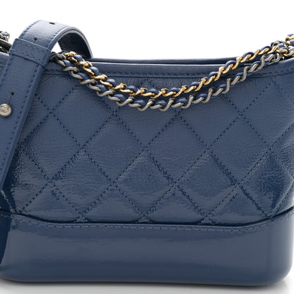 Chanel Patent Goatskin Quilted Small Gabrielle Hobo Blue 8 of 11