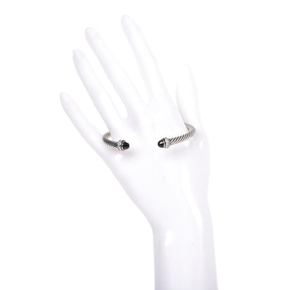 David Yurman Sterling Silver Diamond Black Onyx 5mm Cable Classics Princess Bracelet 2 of 6