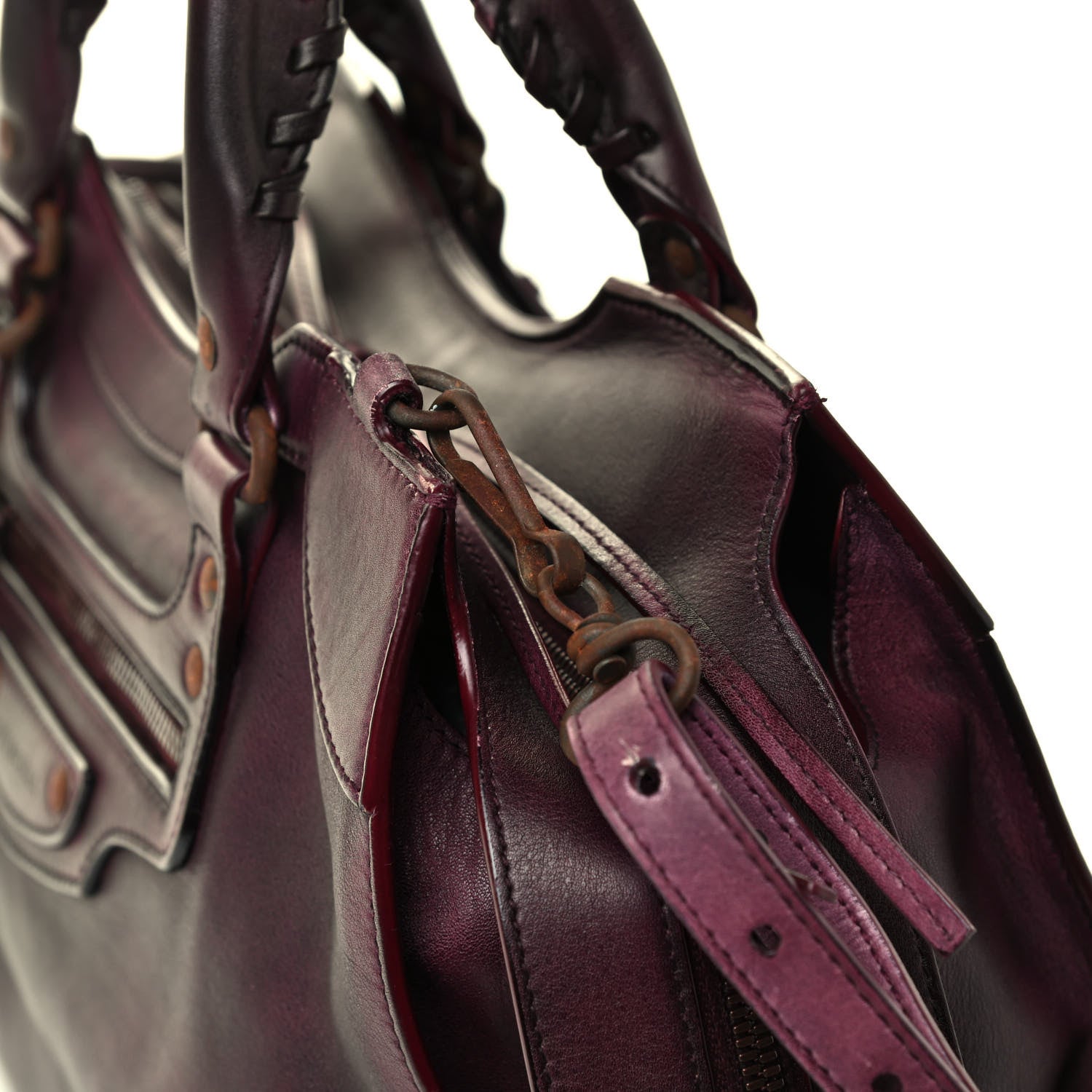 Balenciaga Used Calfskin Rust Hardware Neo Classic City Burgundy 7 of 8