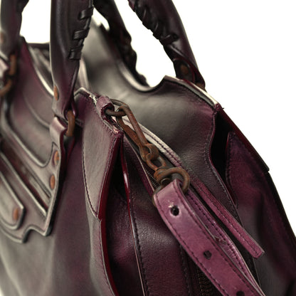 Balenciaga Used Calfskin Rust Hardware Neo Classic City Burgundy 7 of 8