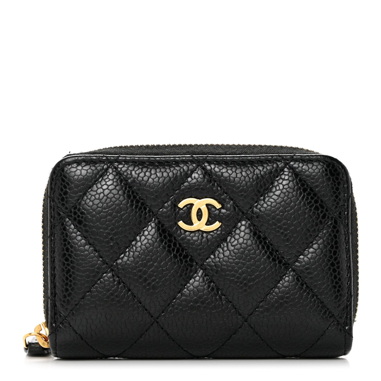 Caviar Quilted Zip Coin Purse Black