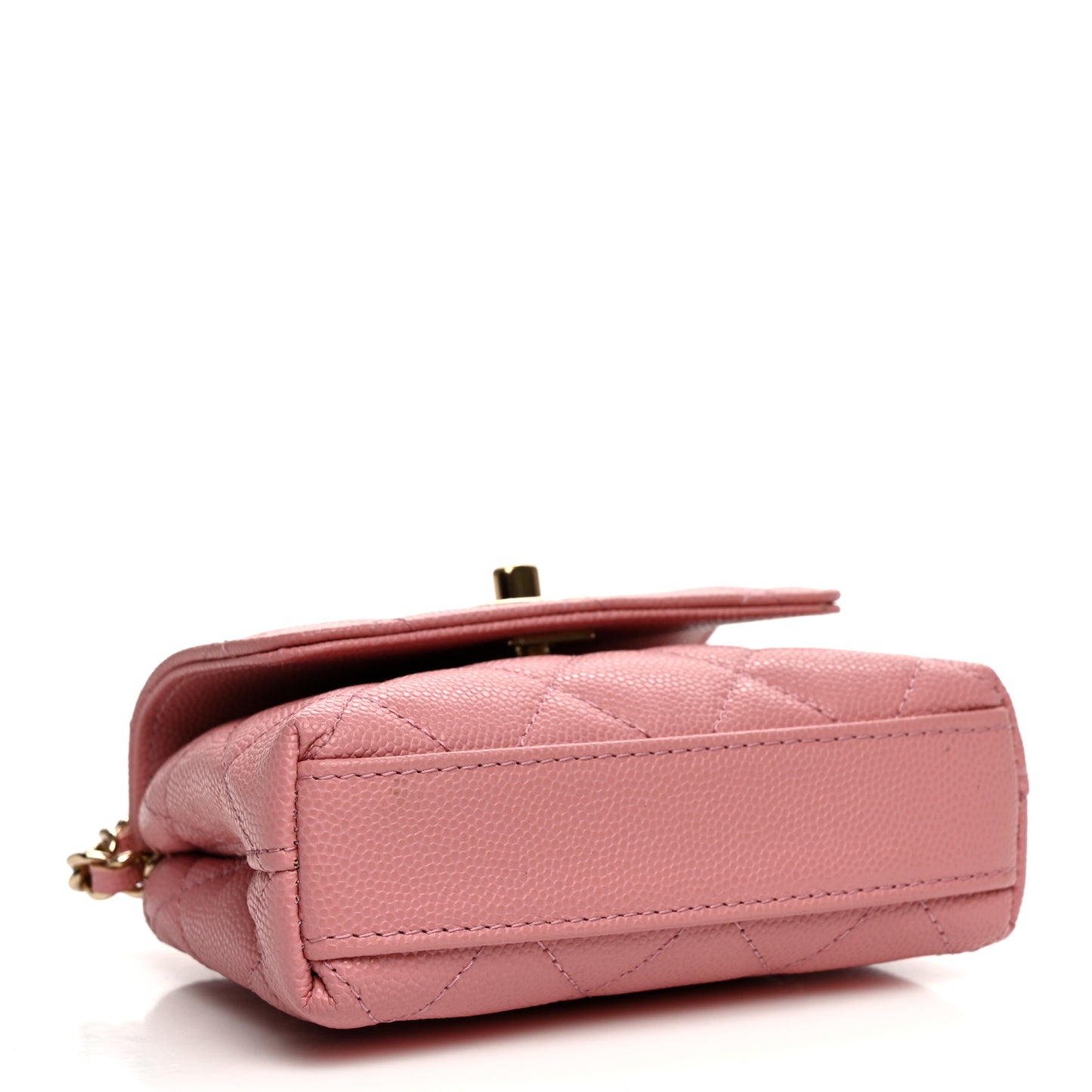 Caviar Quilted Nano Coco Handle Clutch With Chain Pink