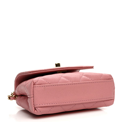 Chanel Caviar Quilted Nano Coco Handle Clutch With Chain Pink 4 of 10