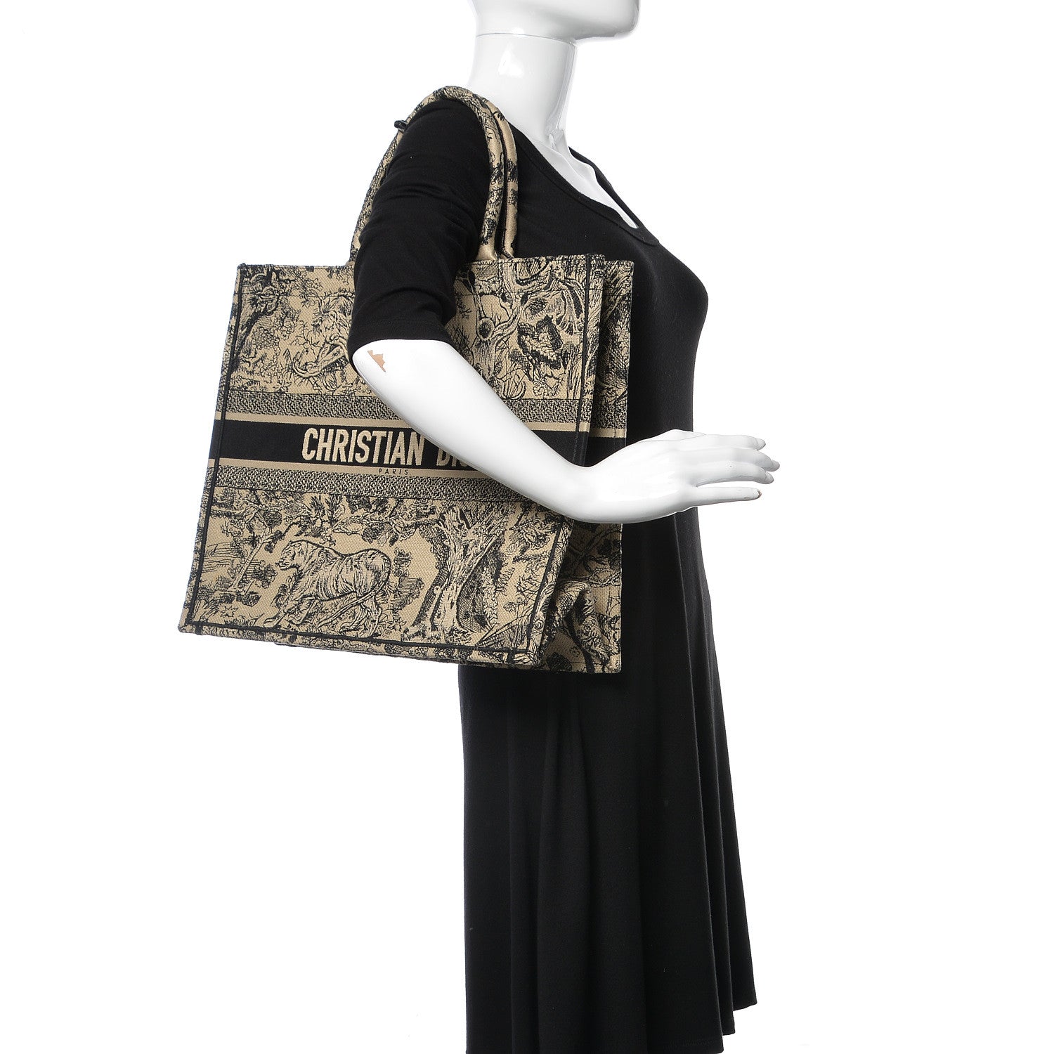 Christian Dior Canvas Embroidered Large Dioriviera Toile De Jouy Book Tote Black 2 of 8