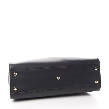 Fendi Vitello Seta Shiny Nappa Medium Peekaboo Iconic Satchel Blue Notte Turchese 4 of 12