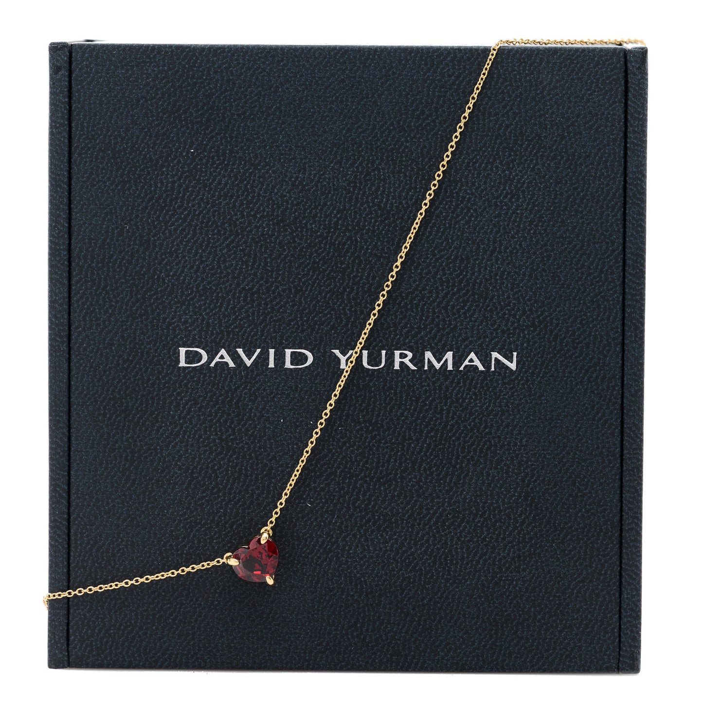 18K Yellow Gold Garnet Heart Pendant Necklace
