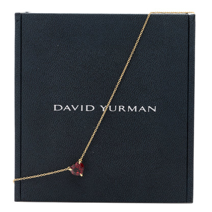 David Yurman 18K Yellow Gold Garnet Heart Pendant Necklace 5 of 5