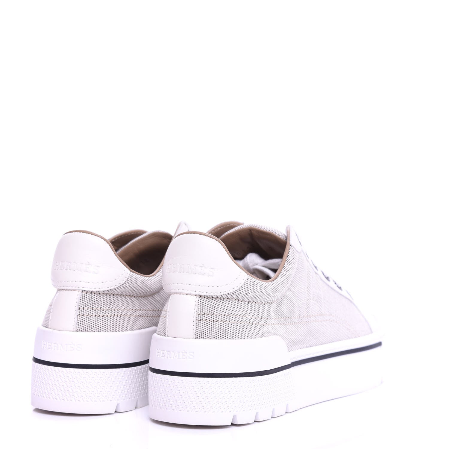 Hermes Canvas Calfskin Womens Voltage Sneakers 37 Prunoir White 4 of 10