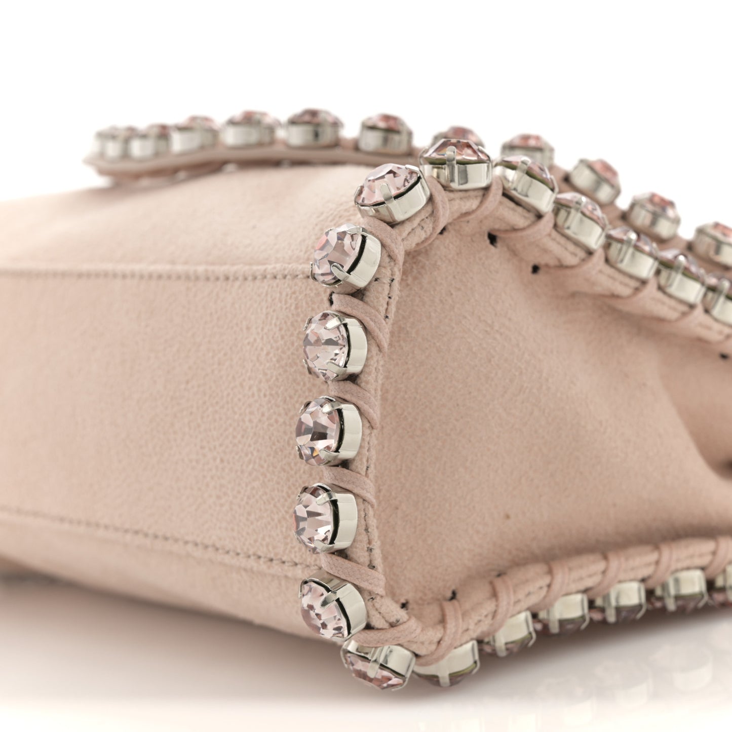 Shaggy Deer Mini Fold Over Falabella Crystal Crossbody Blush Nude
