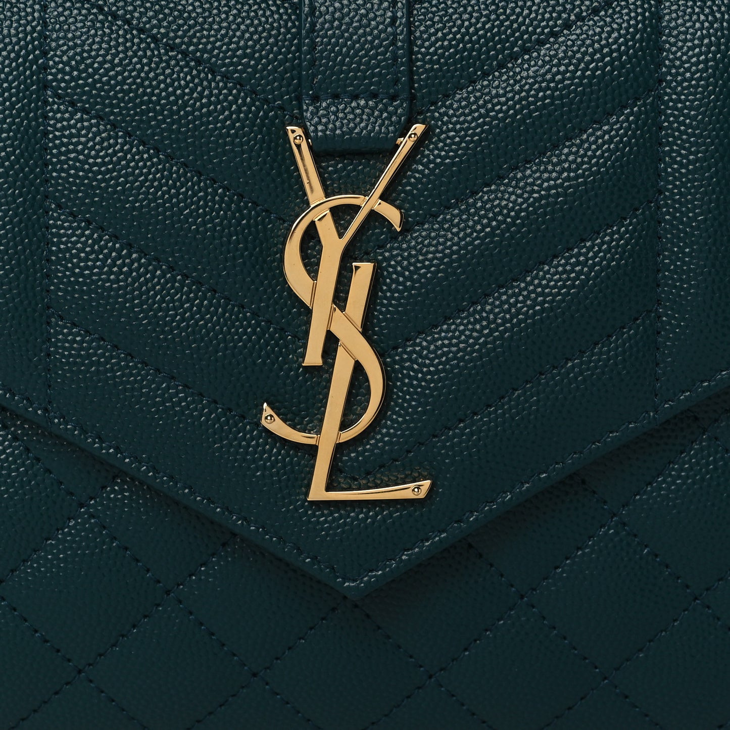 Grain De Poudre Mixed Matelasse Triquilt Monogram Chain Wallet Sea Turquoise