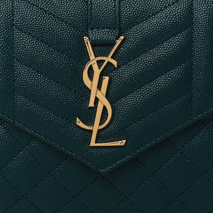 Saint Laurent Grain De Poudre Mixed Matelasse Triquilt Monogram Chain Wallet Sea Turquoise 7 of 10