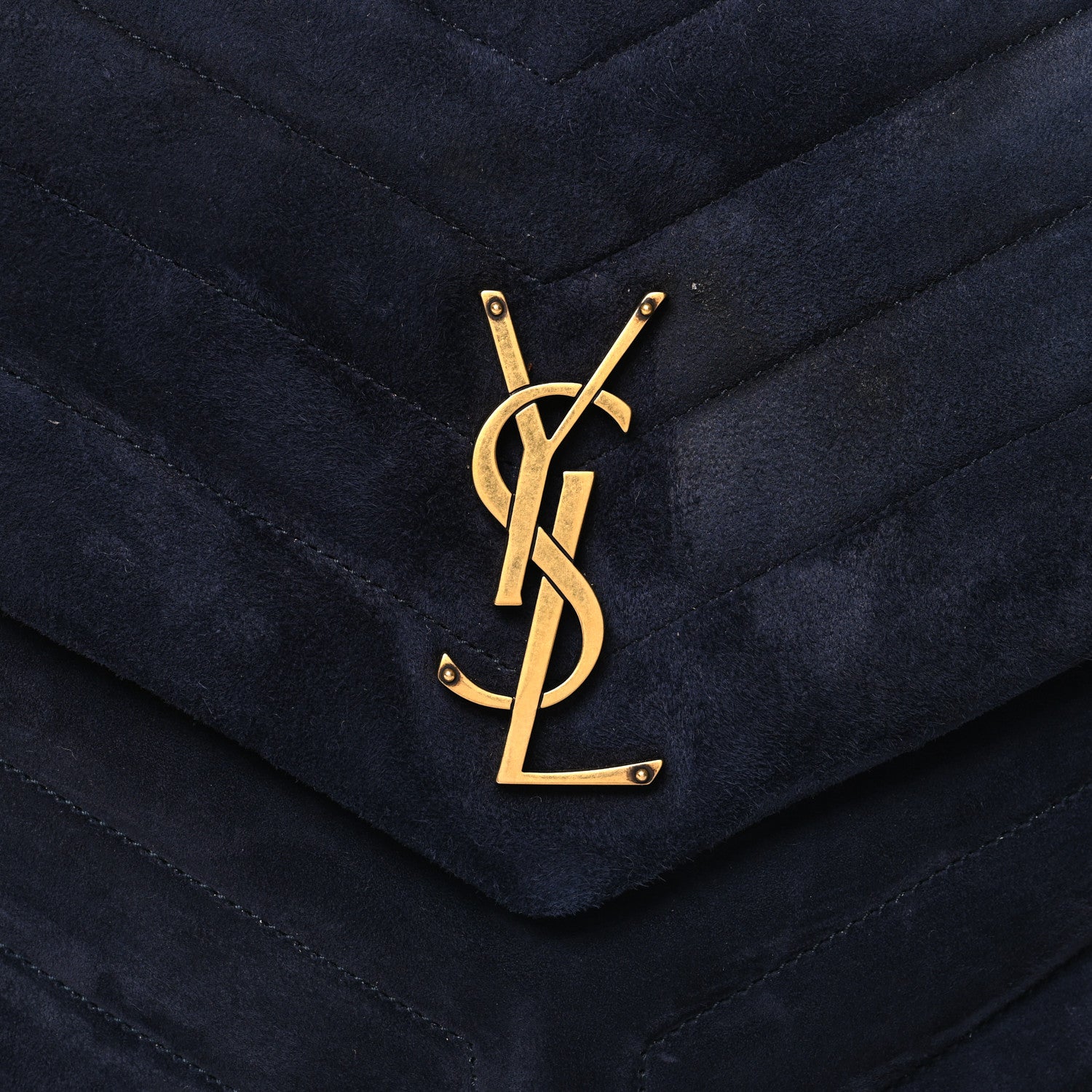 Saint Laurent Suede Calfskin Y Quilted Monogram Medium Loulou Chain Satchel Blue 8 of 10