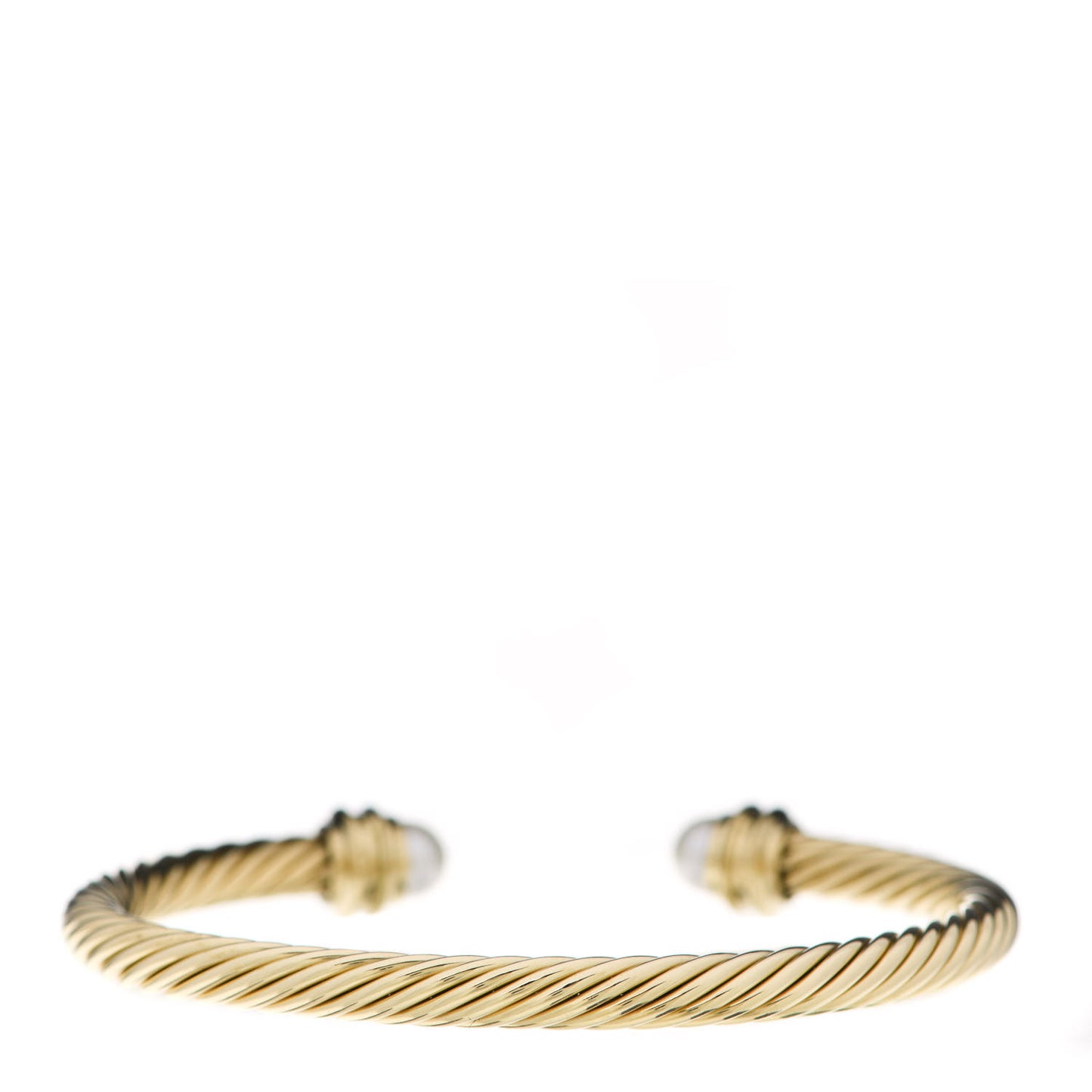18K Yellow Gold Diamond Pearl 5mm Cable Classic Bracelet