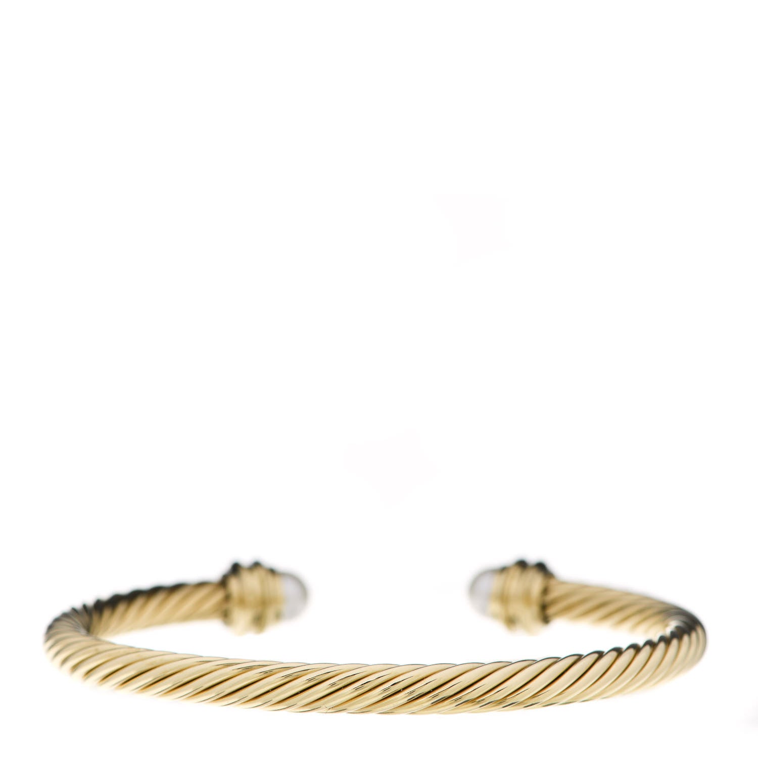 David Yurman 18K Yellow Gold Diamond Pearl 5mm Cable Classic Bracelet 2 of 3