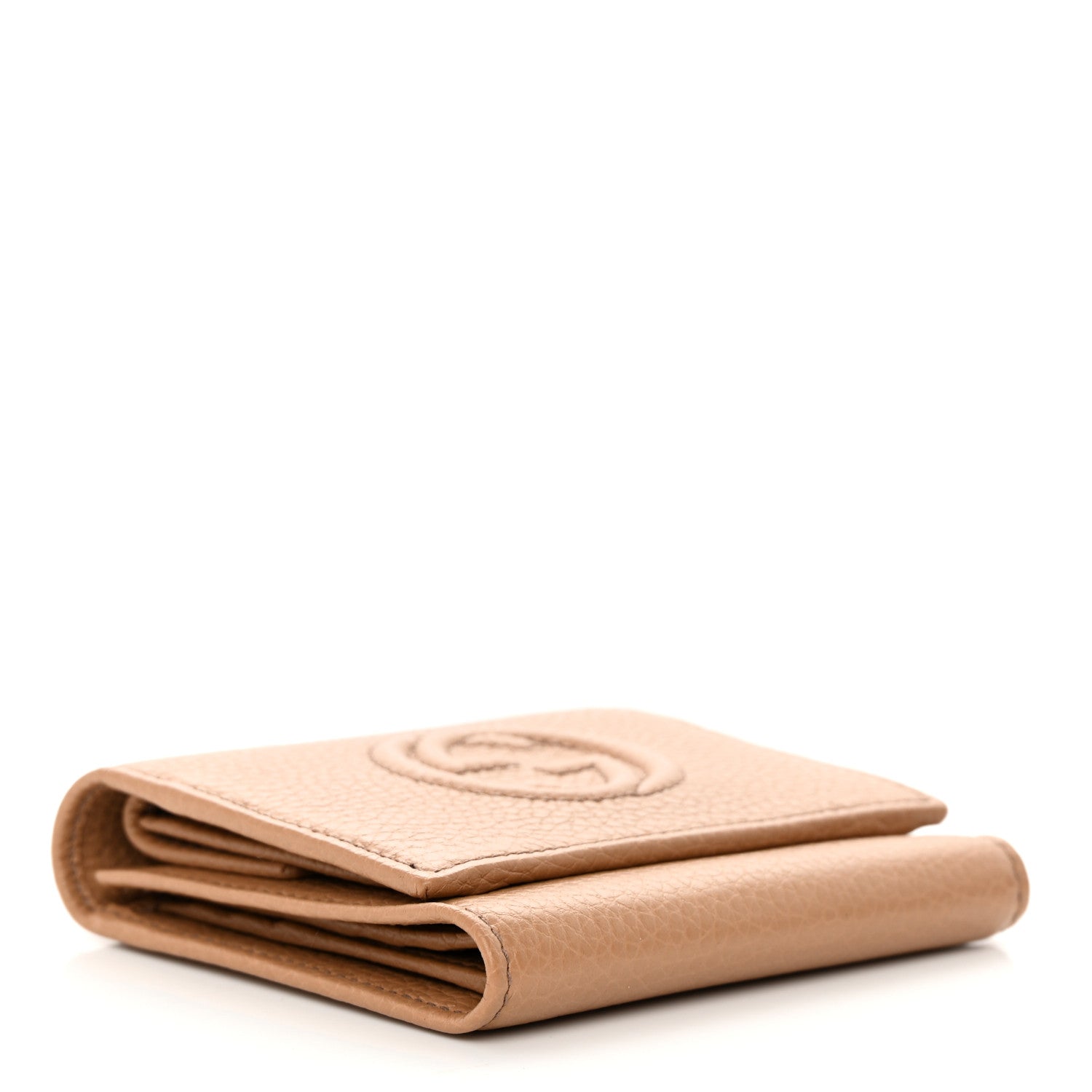 Gucci Pebbled Calfskin Soho Compact Flap Wallet Camelia 4 of 10