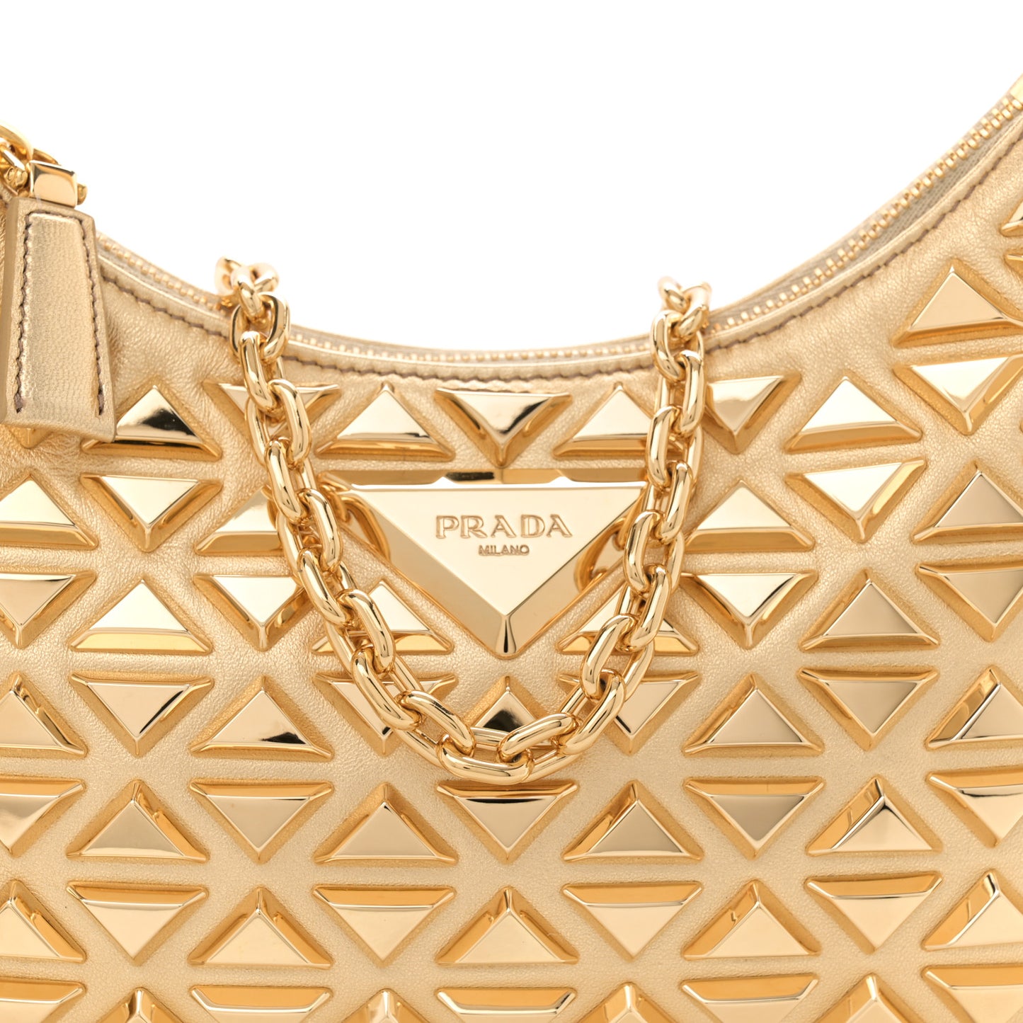 Soft Calf Stitched Mini Re-Edition 1995 Chaine Shoulder Bag Platino