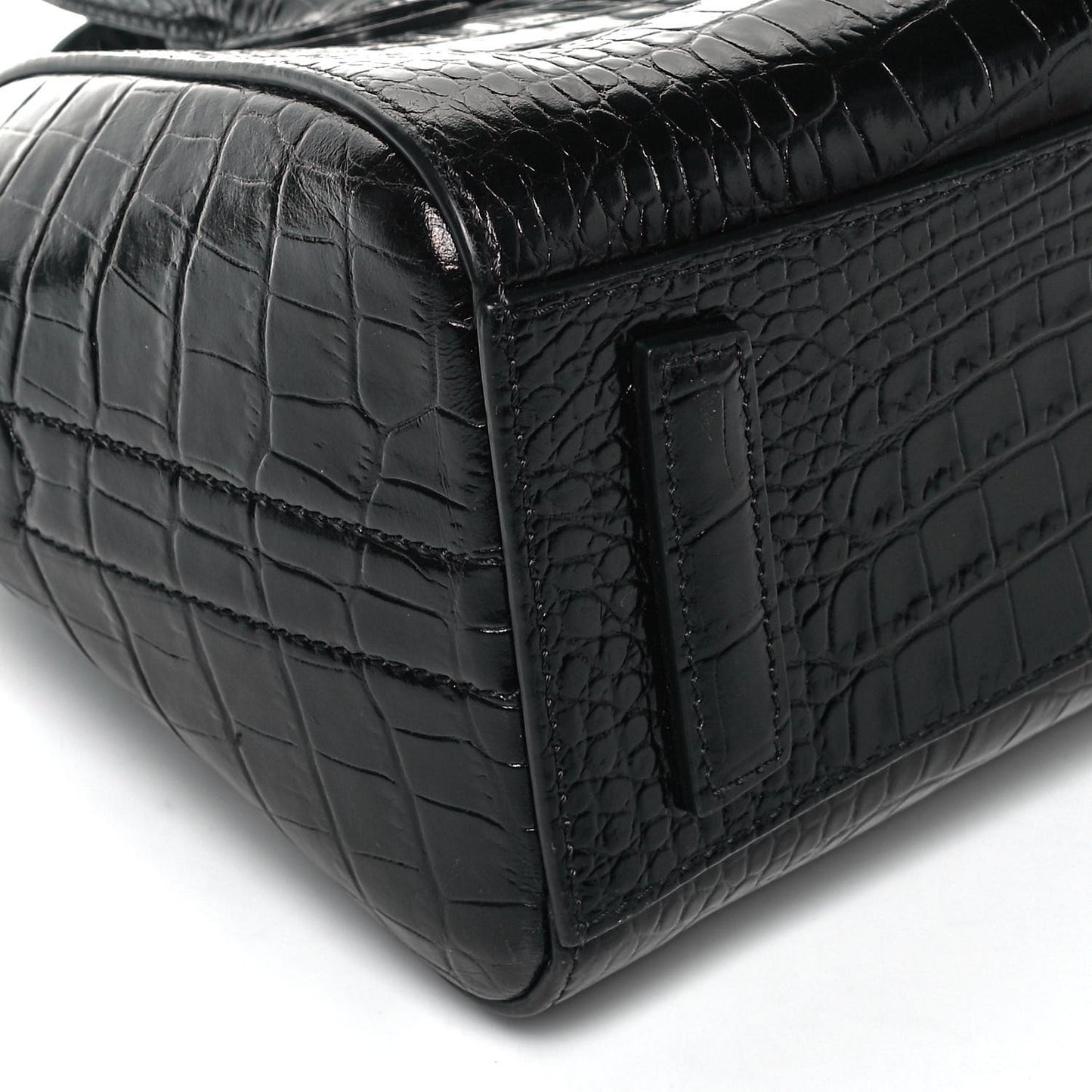 Calfskin Crocodile Embossed Mini Antigona Black