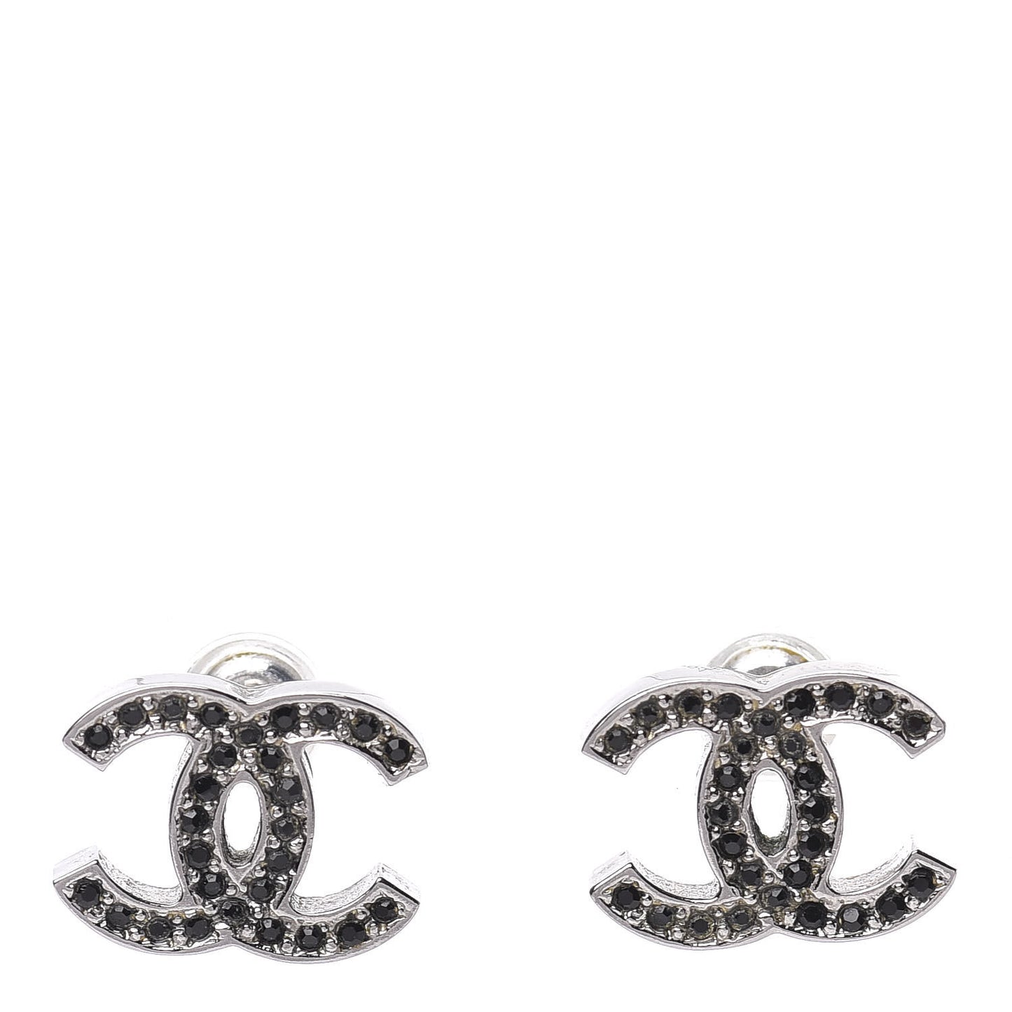 Ruthenium Crystal CC Earrings Silver Black