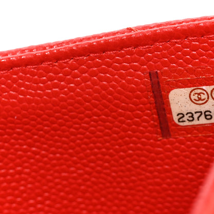 Chanel Caviar Chevron Quilted Zip Pouch Red 7 of 8
