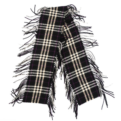Burberry Cashmere Check Happy Fringe Scarf Black 3 of 4