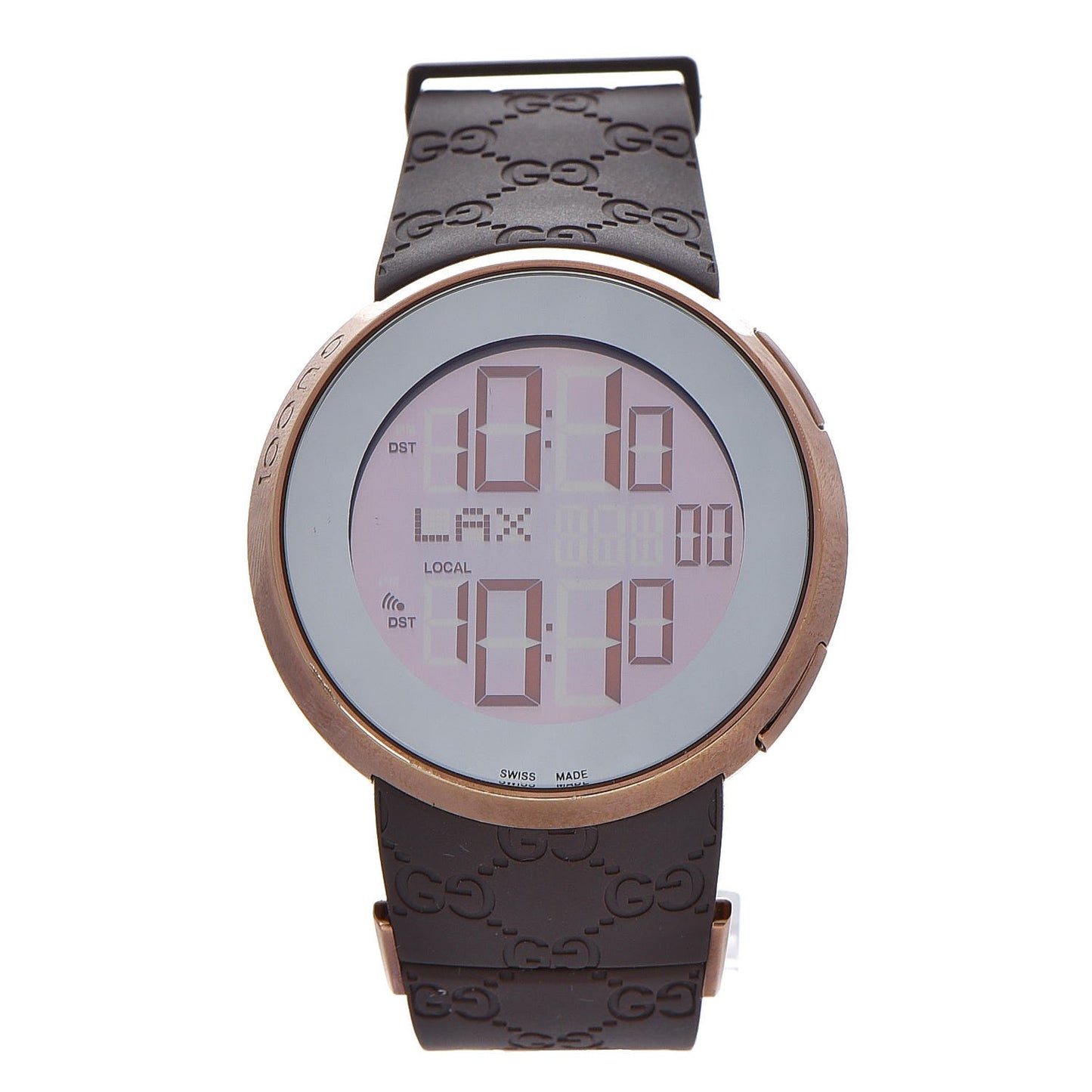 Stainless Steel Rubber 45mm Digital I-Gucci Watch Brown