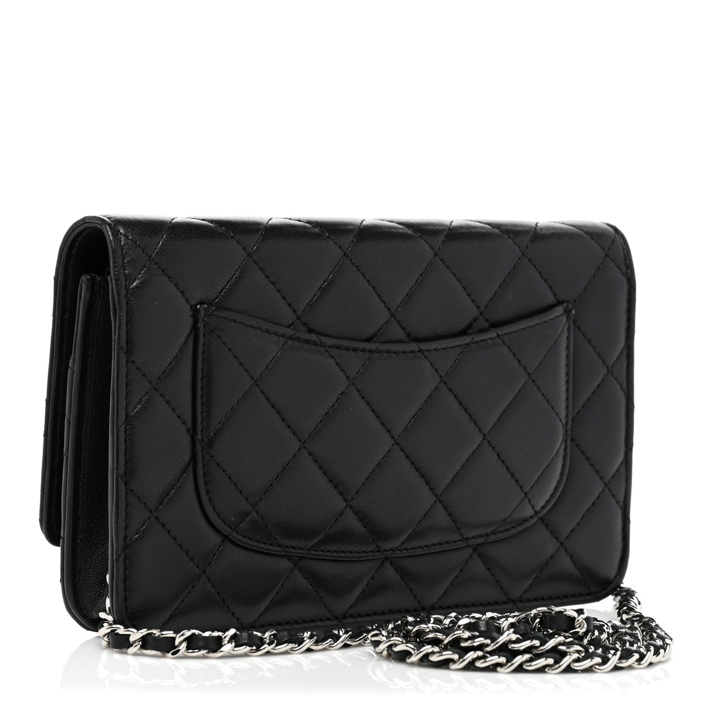 Lambskin Quilted Wallet On Chain WOC Black
